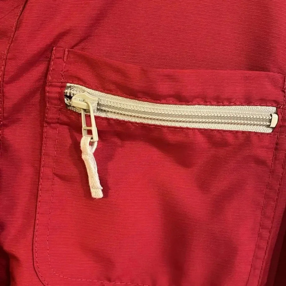 [L]Eddie Bauer Red Mesh Lined Windbreaker Trench Jacket - Picture 4 of 14